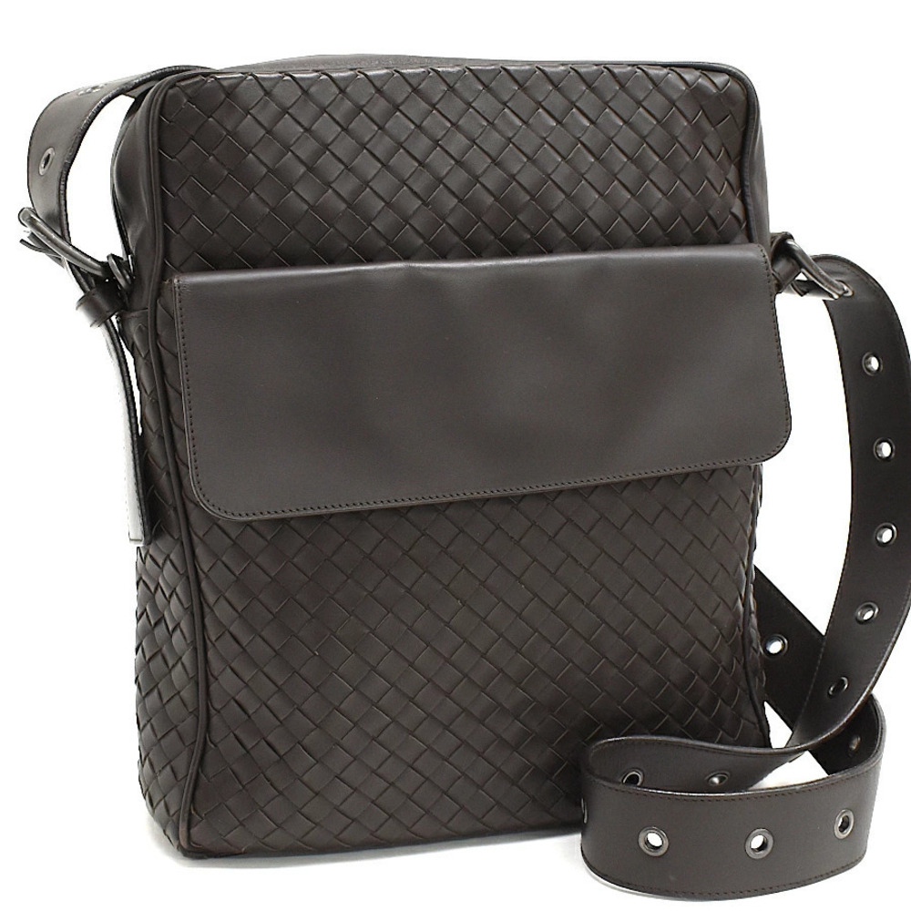 Bottega Veneta Crossbody Bag Intrecciato Leather Dark Brown